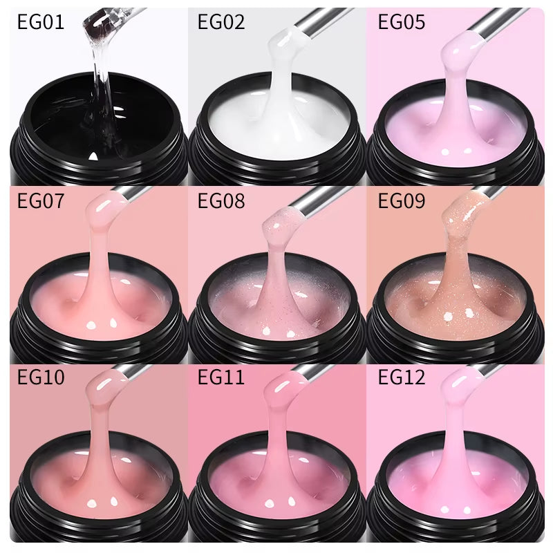 30ml Glitter Pink Hard Jelly Nail Extension Gel - Soak Off UV Polish for Stunning Nail Art