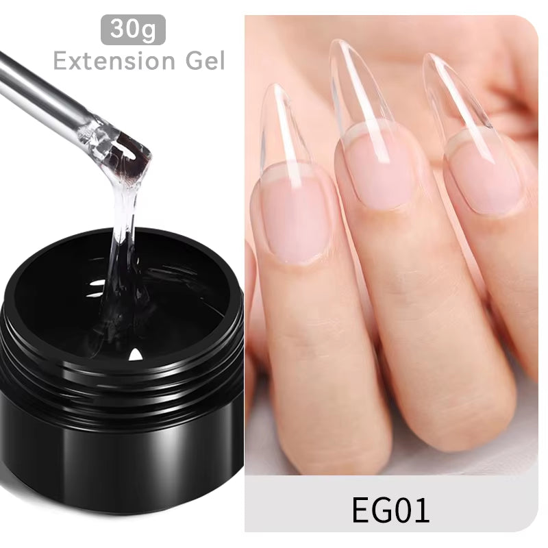 30ml Glitter Pink Hard Jelly Nail Extension Gel - Soak Off UV Polish for Stunning Nail Art