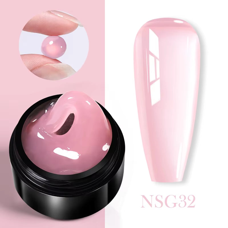 30ml Glitter Pink Hard Jelly Nail Extension Gel - Soak Off UV Polish for Stunning Nail Art