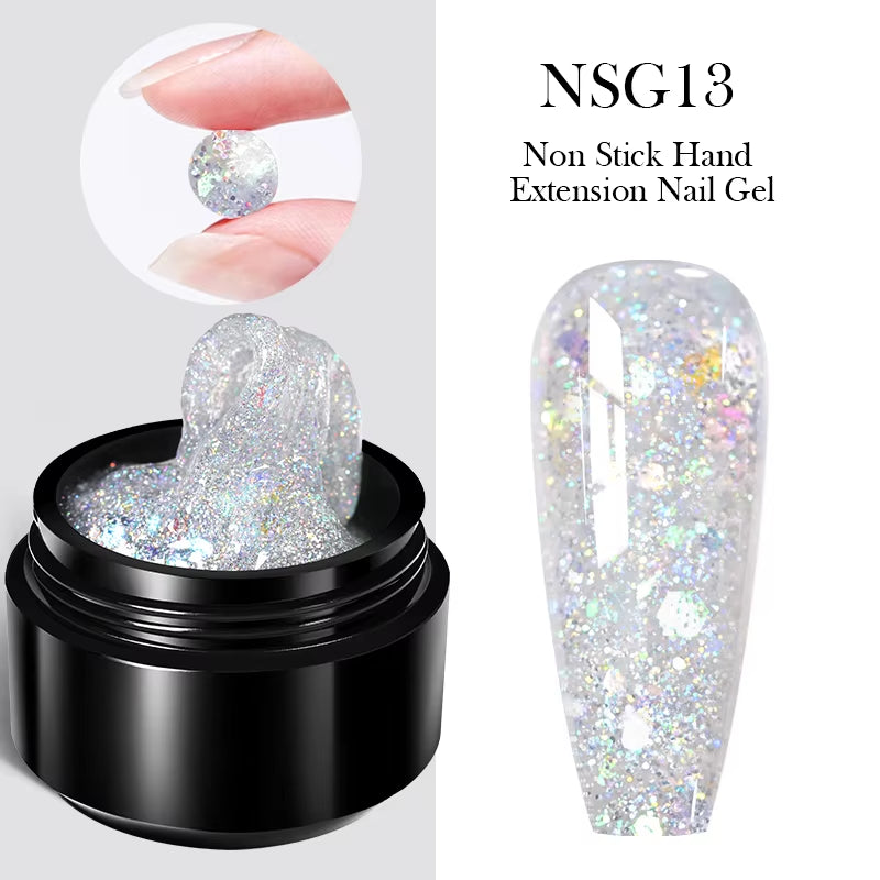 30ml Glitter Pink Hard Jelly Nail Extension Gel - Soak Off UV Polish for Stunning Nail Art