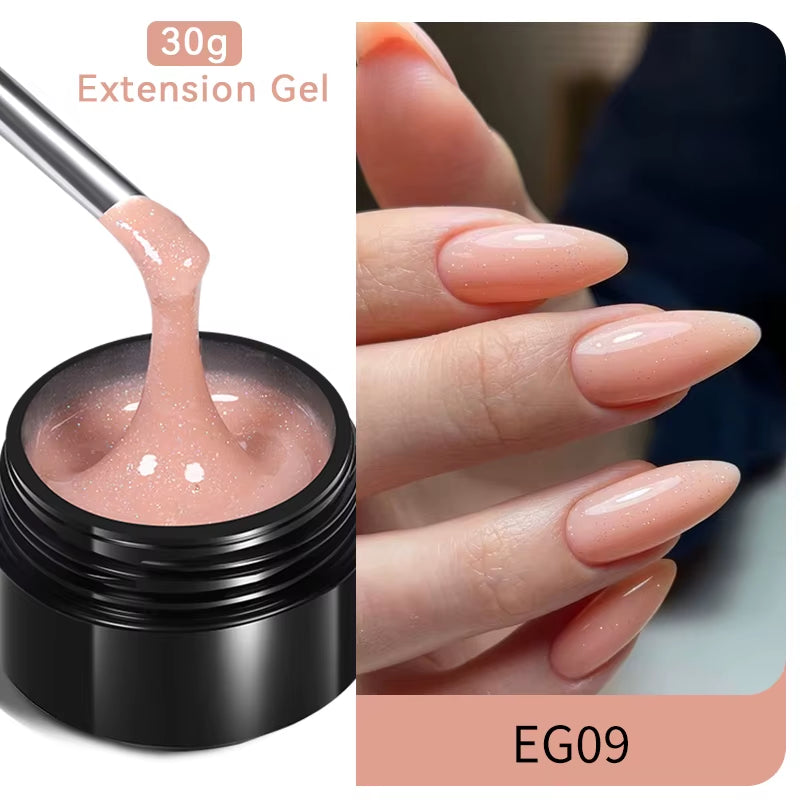 30ml Glitter Pink Hard Jelly Nail Extension Gel - Soak Off UV Polish for Stunning Nail Art