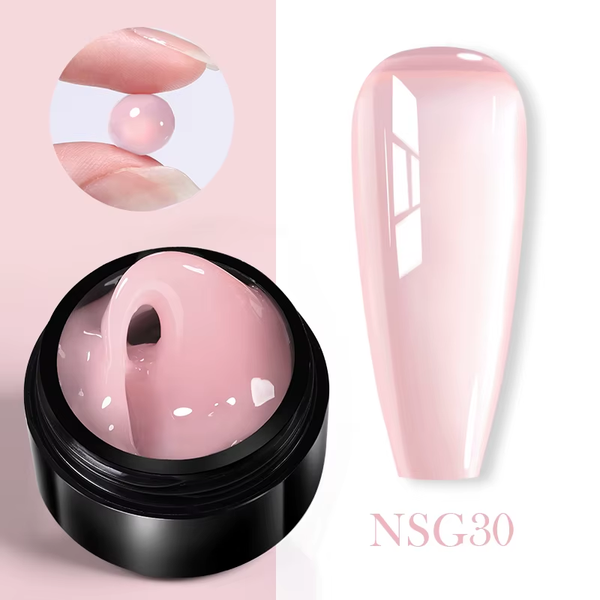 30ml Glitter Pink Hard Jelly Nail Extension Gel - Soak Off UV Polish for Stunning Nail Art