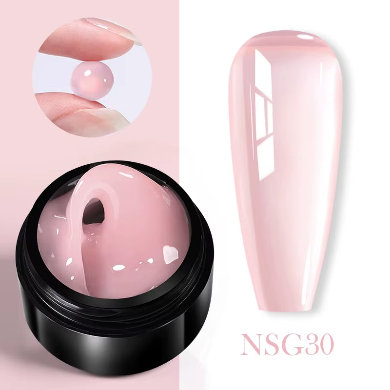 30ml Glitter Pink Hard Jelly Nail Extension Gel - Soak Off UV Polish for Stunning Nail Art