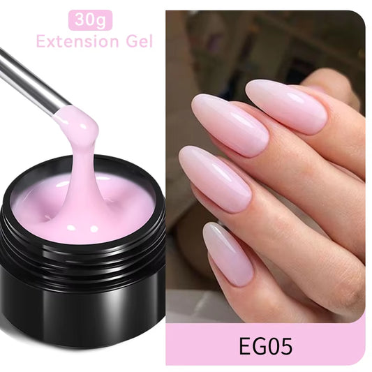 30ml Glitter Pink Hard Jelly Nail Extension Gel - Soak Off UV Polish for Stunning Nail Art