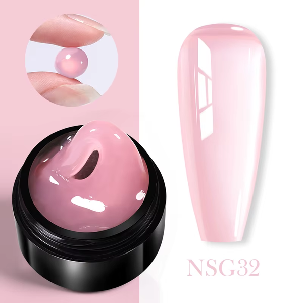 30ml Glitter Pink Hard Jelly Nail Extension Gel - Soak Off UV Polish for Stunning Nail Art