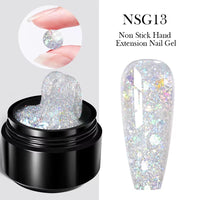 30ml Glitter Pink Hard Jelly Nail Extension Gel - Soak Off UV Polish for Stunning Nail Art