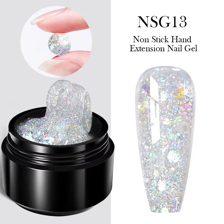 30ml Glitter Pink Hard Jelly Nail Extension Gel - Soak Off UV Polish for Stunning Nail Art