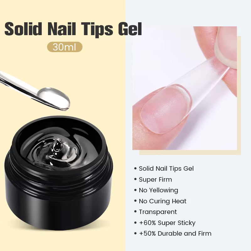 30ml Glitter Pink Hard Jelly Nail Extension Gel - Soak Off UV Polish for Stunning Nail Art