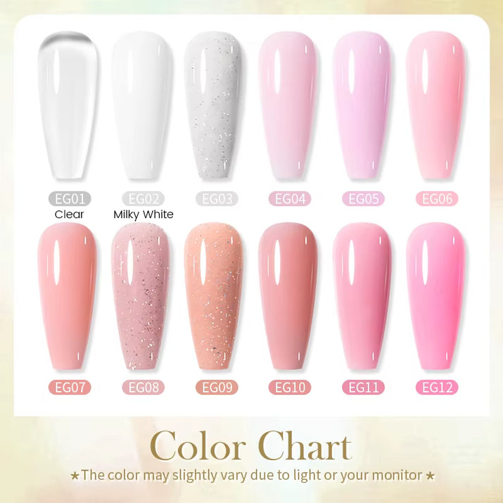 30ml Glitter Pink Hard Jelly Nail Extension Gel - Soak Off UV Polish for Stunning Nail Art