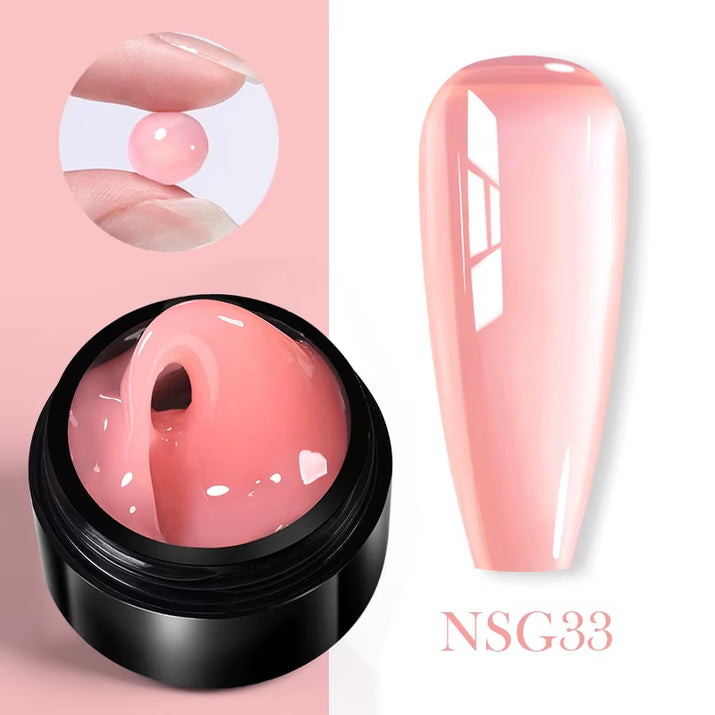 30ml Glitter Pink Hard Jelly Nail Extension Gel - Soak Off UV Polish for Stunning Nail Art