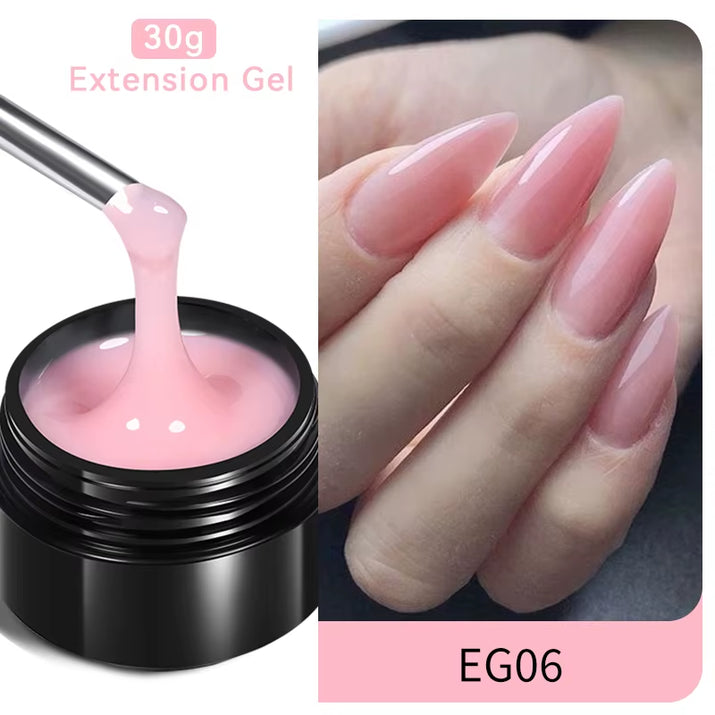 30ml Glitter Pink Hard Jelly Nail Extension Gel - Soak Off UV Polish for Stunning Nail Art