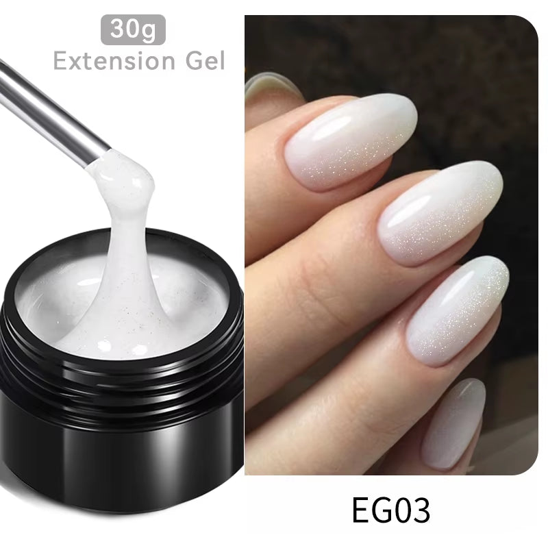 30ml Glitter Pink Hard Jelly Nail Extension Gel - Soak Off UV Polish for Stunning Nail Art