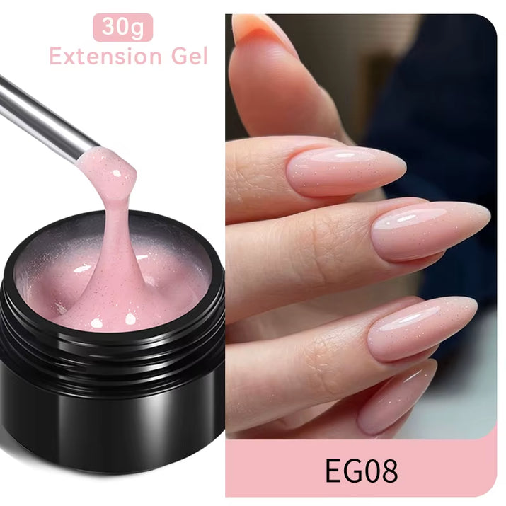 30ml Glitter Pink Hard Jelly Nail Extension Gel - Soak Off UV Polish for Stunning Nail Art