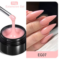 30ml Glitter Pink Hard Jelly Nail Extension Gel - Soak Off UV Polish for Stunning Nail Art