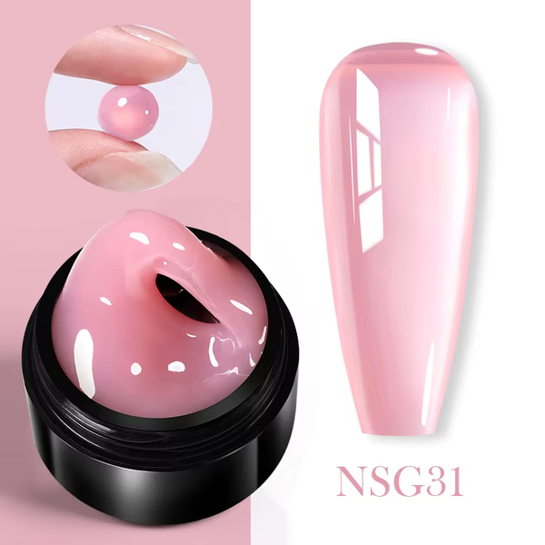 30ml Glitter Pink Hard Jelly Nail Extension Gel - Soak Off UV Polish for Stunning Nail Art