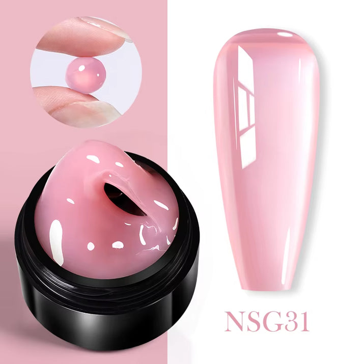 30ml Glitter Pink Hard Jelly Nail Extension Gel - Soak Off UV Polish for Stunning Nail Art