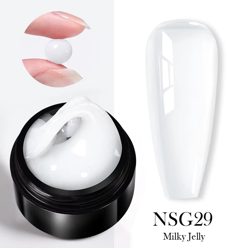 30ml Glitter Pink Hard Jelly Nail Extension Gel - Soak Off UV Polish for Stunning Nail Art